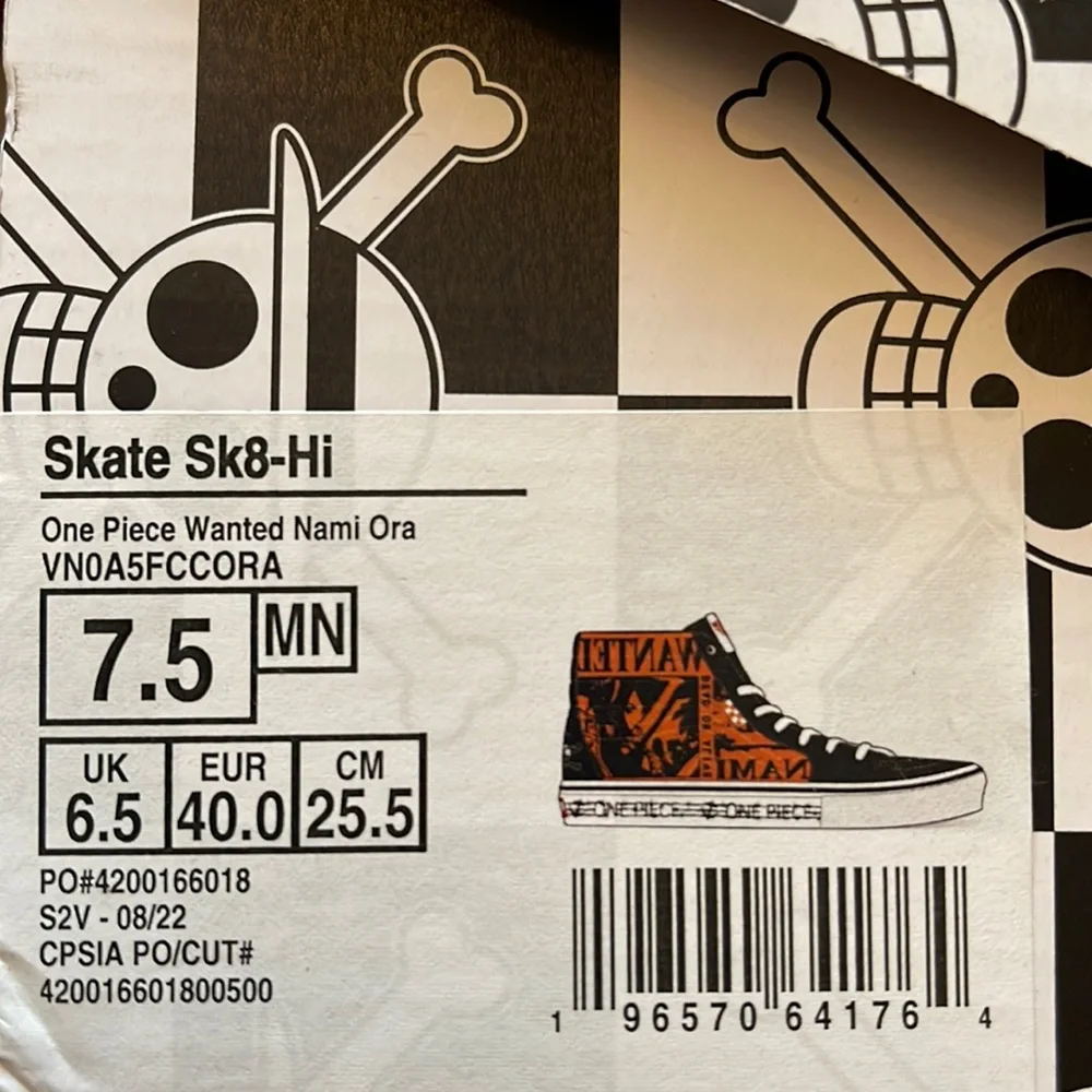 VANS X ONE PIECE COLLABORATION Men’s SKATE SK8-HI SHOE
One Piece Wanted Nami Ora - Picture 16 of 16